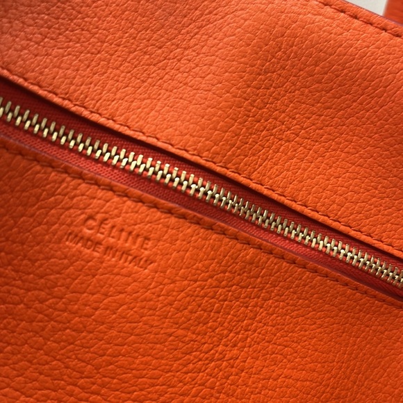 Celine Burnt Orange Pebbled calfskin leather tie tote bag - Picture 5 of 6